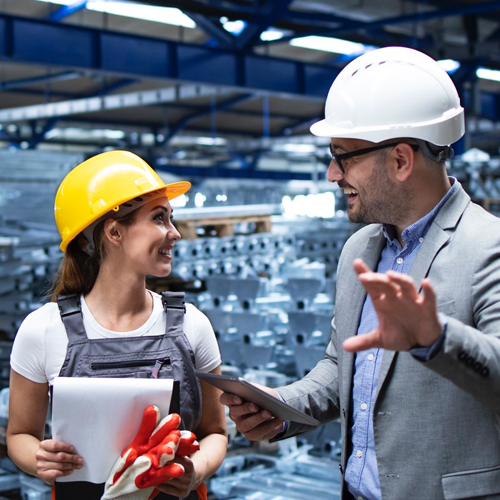 Engenheiro e técnica da Genaltec avaliando um projeto em campo